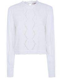 Twinset - Lace Panel Long Sleeve Top - Lyst