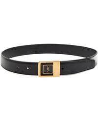 Saint Laurent - Logo-Engraved Leather Belt - Lyst