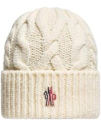 Moncler - Grenoble Cable Knit Logo Embroidered Beanie - Lyst