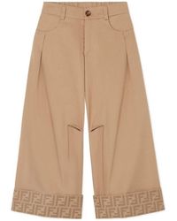 Fendi - Caramel Gabardine Junior Pants With Logo - Lyst