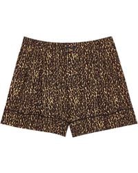 Saint Laurent - Leopard Printed Pajama Shorts - Lyst