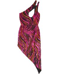 Halpern - One-Shoulder Cutout Sequined Tulle Mini Dress - Lyst