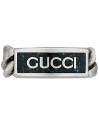 Gucci - Logo Plaque Chain Ring - Lyst