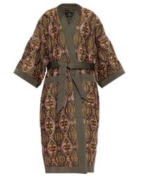 Etro - Kimono Coat With Beads And Floral Medallion Embroidery - Lyst