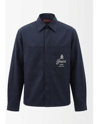 Gucci - Logo Embroidered Collared Jacket - Lyst