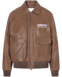 Aimé Leon Dore - Worlds Borough Printed Leather Jacket - Lyst