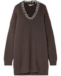 Stella McCartney - Falabella Oversized Chain-Decorated Wool Sweater - Lyst