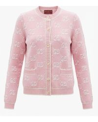 Gucci - Logo Intarsia Button-Up Cardigan - Lyst