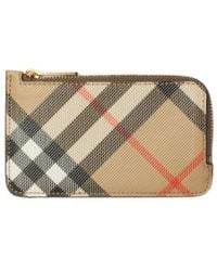 Burberry - Checked Zipped Card Case - Lyst
