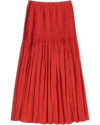 AURALEE - Pleated Tiered Maxi Skirt - Lyst