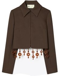 Tory Burch - Beaded Crepe Jacket - Lyst