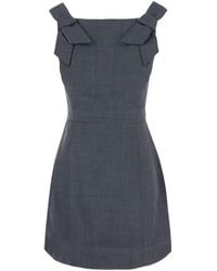 ShuShu/Tong - Shimmer-Wool Blend Dress With Bow Straps And Classic Collar - Lyst