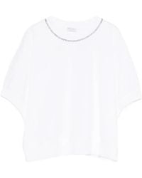 Brunello Cucinelli - Collar-Embellishment Short-Sleeved T-Shirt - Lyst