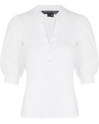 Veronica Beard - Coralee Ribbed Stretch-Cotton Top - Lyst