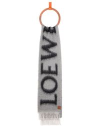 Loewe - Logo Intarsia Fringed Scarf - Lyst