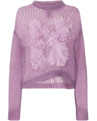 The Attico - Feather-Trimmed Crochet-Knit Mohair-Blend Sweater - Lyst