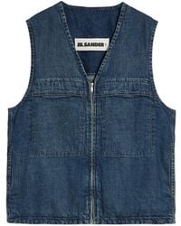 Jil Sander - Zip-Front Denim Vest - Lyst