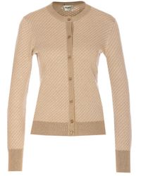 Fendi - Crewneck Buttoned Knitted Cardigan - Lyst