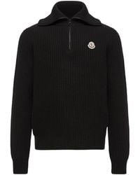 Moncler - Ribbed Half-Zip Knitted Sweater - Lyst