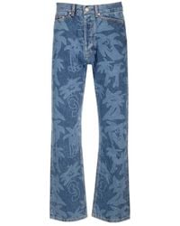 Palm Angels - Allover Logo Printed Straight-Leg Jeans - Lyst