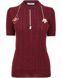 Prada - High-Neck Short-Sleeve Knit Sweater - Lyst