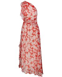 Victoria Beckham - One Shoulder Draped Midi Dress - Lyst