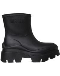 MSGM - Logo-Embossed Round-Toe Ankle Boots - Lyst