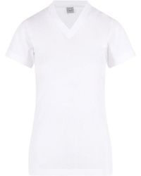 TOTEME - Wide-Ribbed V-Neck T-Shirt - Lyst