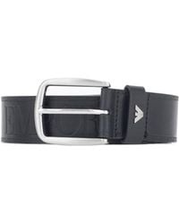 Emporio Armani - Leather Tongue Belt With An Embossed Logo And Metal Buckle - Lyst