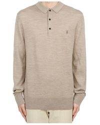 AllSaints - Long-Collar Polo Shirt - Lyst