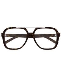 Saint Laurent - Tortoiseshell-Effect Double-Bridge Glasses - Lyst