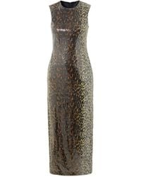 Alex Perry - Leopard-Print Sequined Stretch-Mesh Midi Dress - Lyst