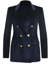 Tagliatore - Double-Breasted Velvet Effect Blazer - Lyst