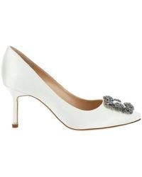 Manolo Blahnik - Hangisi Embellished Satin Pumps - Lyst