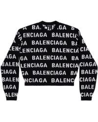 Balenciaga - Logo Intarsia Knit Crewneck Jumper - Lyst