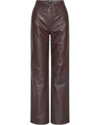 ROTATE BIRGER CHRISTENSEN - High-Waisted Lambskin Leather Straight-Leg Pants - Lyst