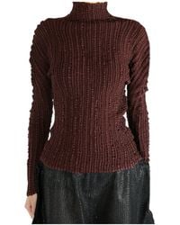Issey Miyake - High-Neck Pleated Top - Lyst