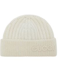 Gucci - Wool Cashmere Hat With Embroidery - Lyst