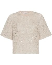 Brunello Cucinelli - Sequin Embellished Short-Sleeved T-Shirt - Lyst