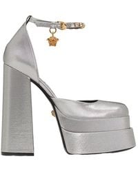 Versace - Block Heel Mules With Ankle Strap - Lyst