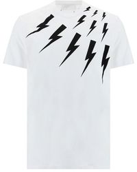 Neil Barrett - Thunderbolt-Print Cotton T-Shirt - Lyst