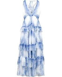 Philosophy Di Lorenzo Serafini - Lotus Leaf-Edged Printed Dress - Lyst