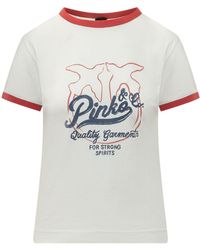 Pinko - Contrast Trim Logo T-Shirt - Lyst