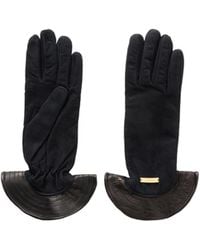 Giuliva Heritage - Leather-Trimmed Suede Gloves - Lyst