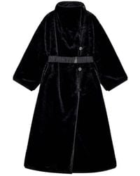 Emporio Armani - Faux Fur Down Coat With High Collar And Waist Belt - Lyst