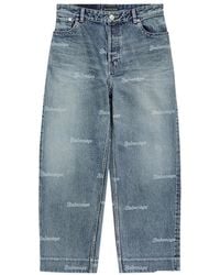 Balenciaga - Logo Printed Low Rise Denim Jeans - Lyst