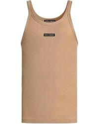 Dolce & Gabbana - Cotton Tank Top With Label - Lyst