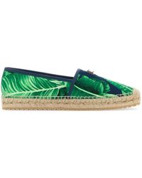Dolce & Gabbana - Leaf-Print Canvas Espadrilles - Lyst