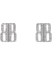 Balenciaga - Logo Plaque Embellished Earrings - Lyst