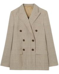 Burberry - Double Breasted Check Tailored Jacket - Lyst